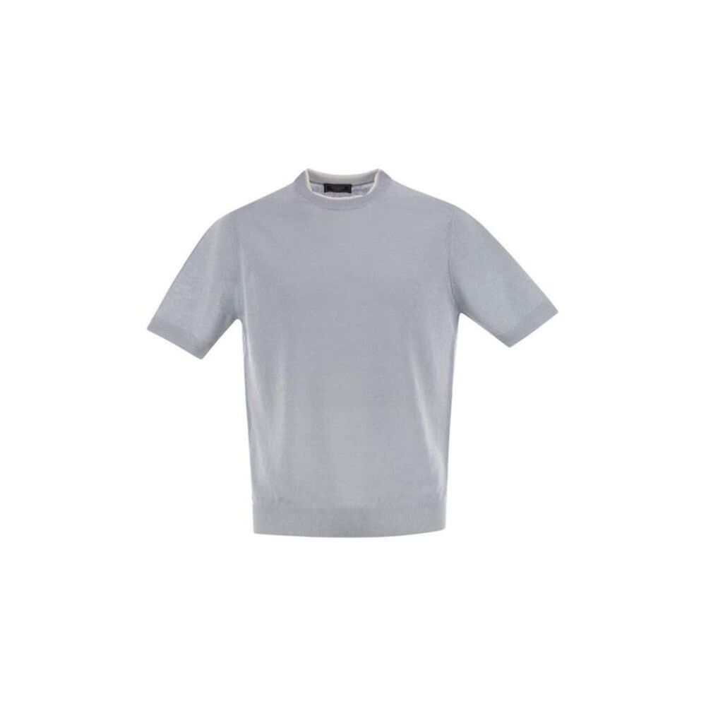 PESERICO Men's Fine Knit Short Sleeve Top Men LIGHT BLUE T-Shirts